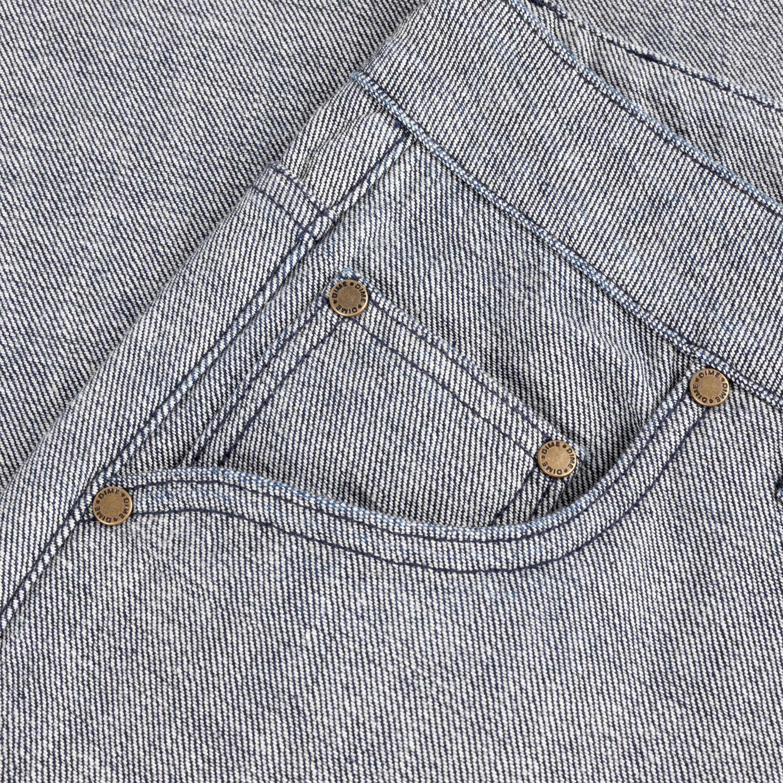 Dime MTL Baggy Denim Pants Reversed Indigo — detail