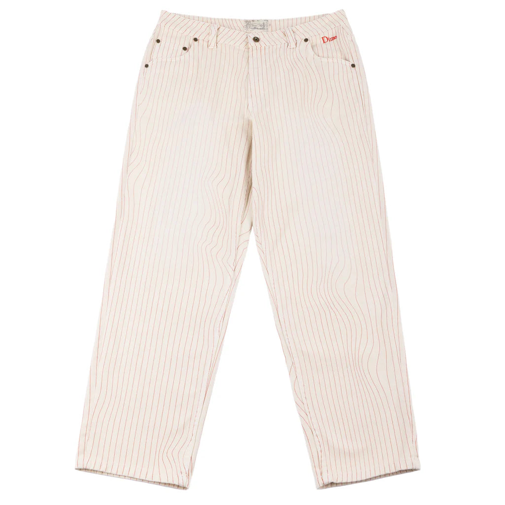 Dime MTL | Relaxed Denim Warm White (Striped) - front