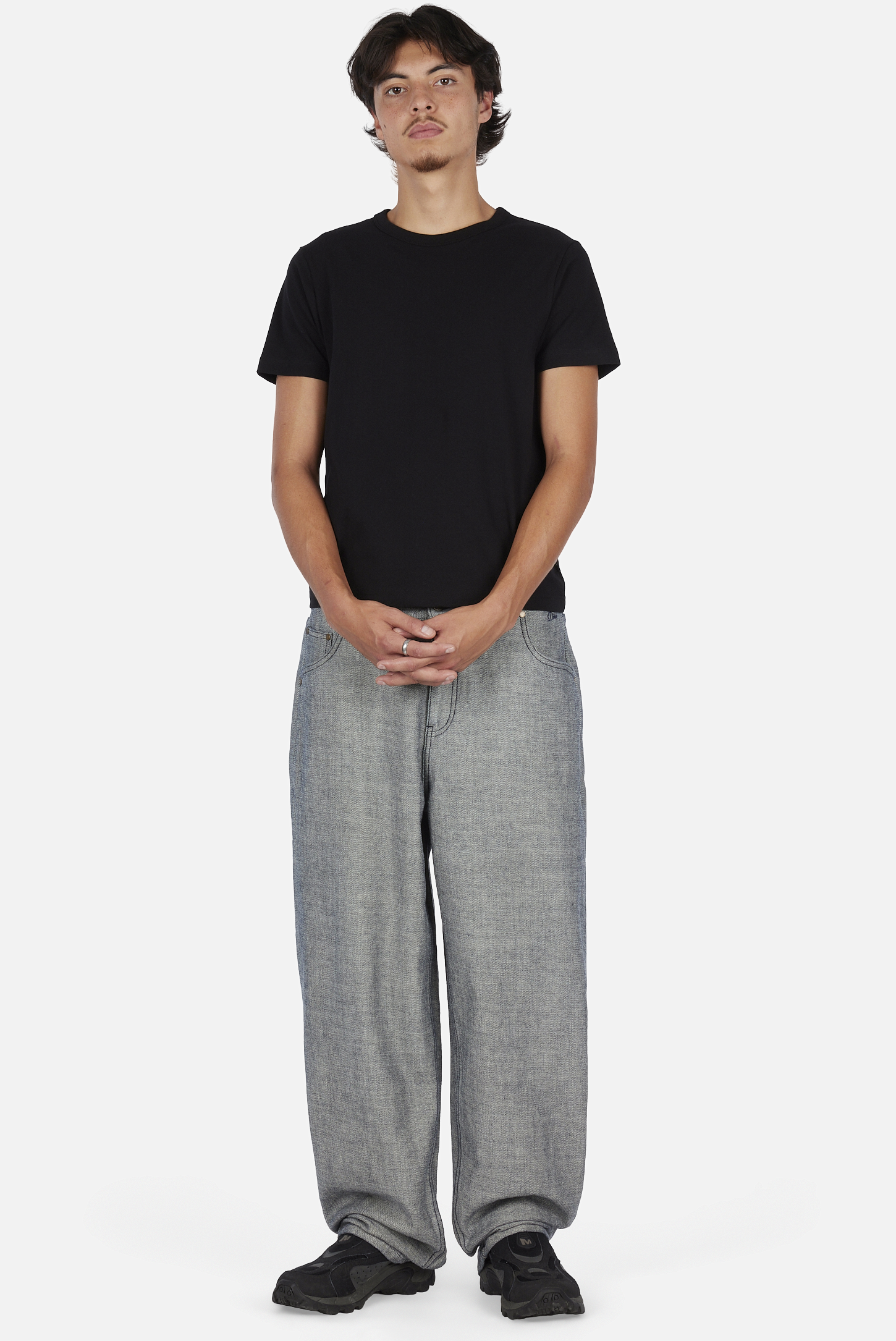 Dime MTL Baggy Denim Pants Reversed Indigo — worn by model