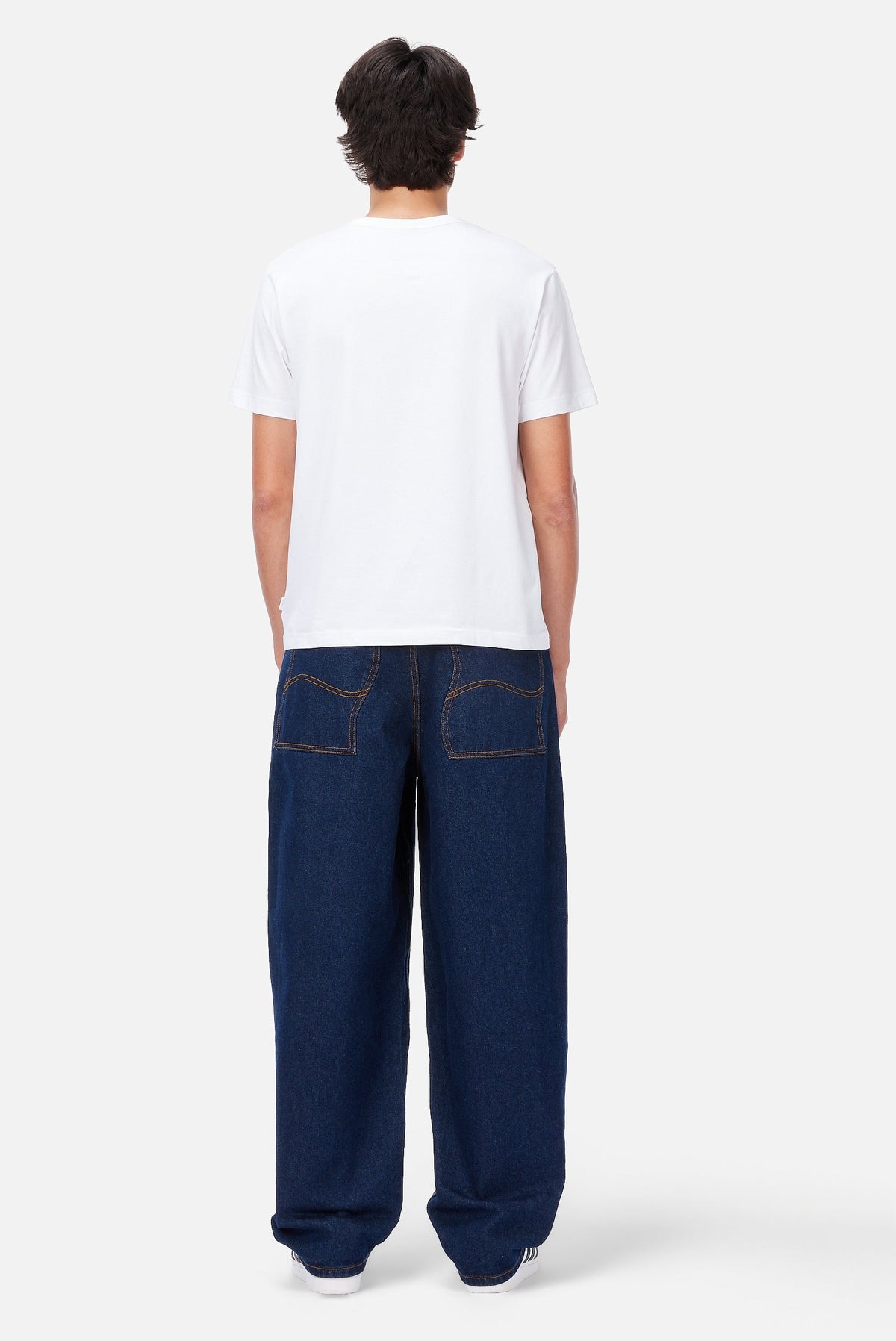 Dime MTL Baggy Wink Denim Pants Indigo — worn by model