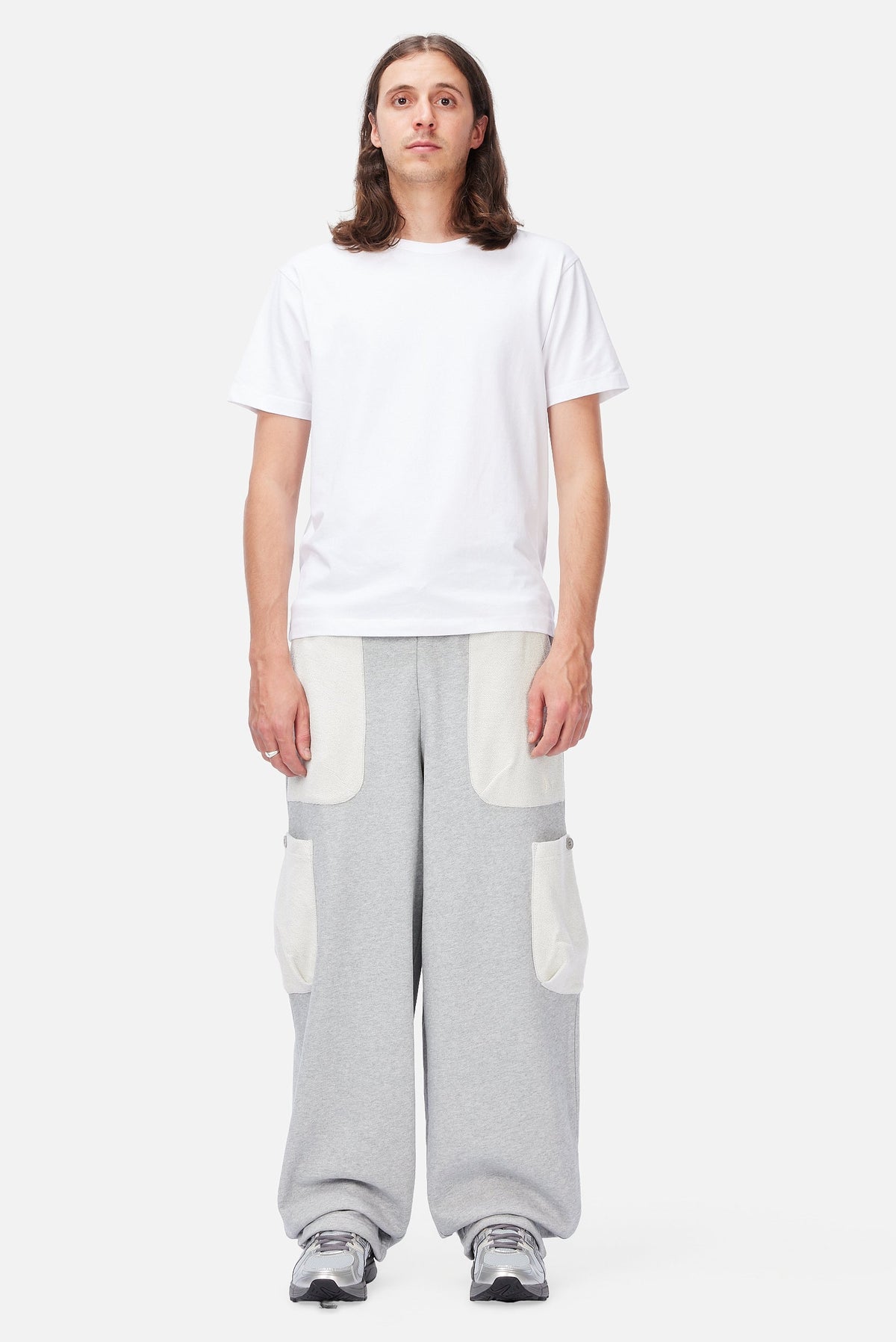 Dime MTL Reversed Terry Cargo Sweatpants Ash — worn by model