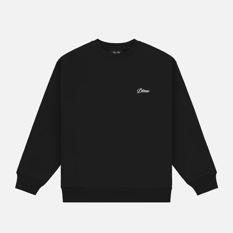 Dime MTL Cursive Small Logo Crewneck – Black