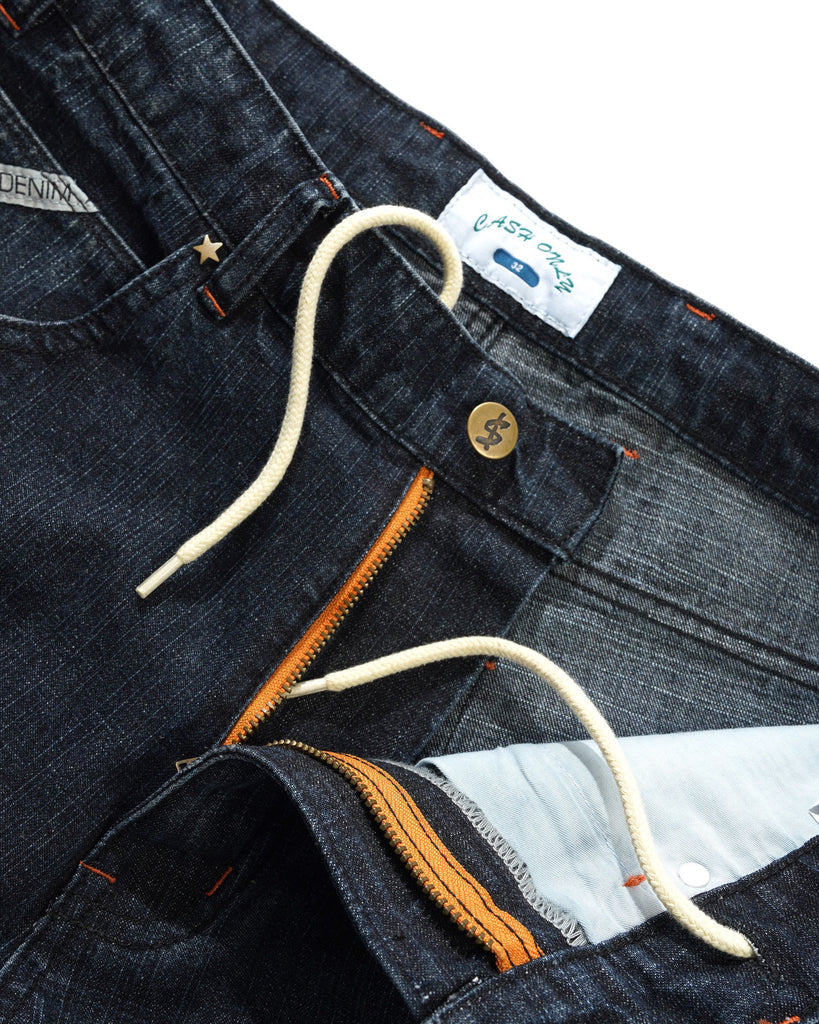 Cash Only Company Denim Shorts Distress Washed Midnight - detail