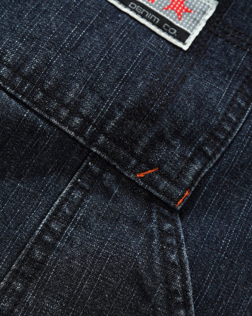 Cash Only Company Denim Shorts Distress Washed Midnight - denim fabric detail