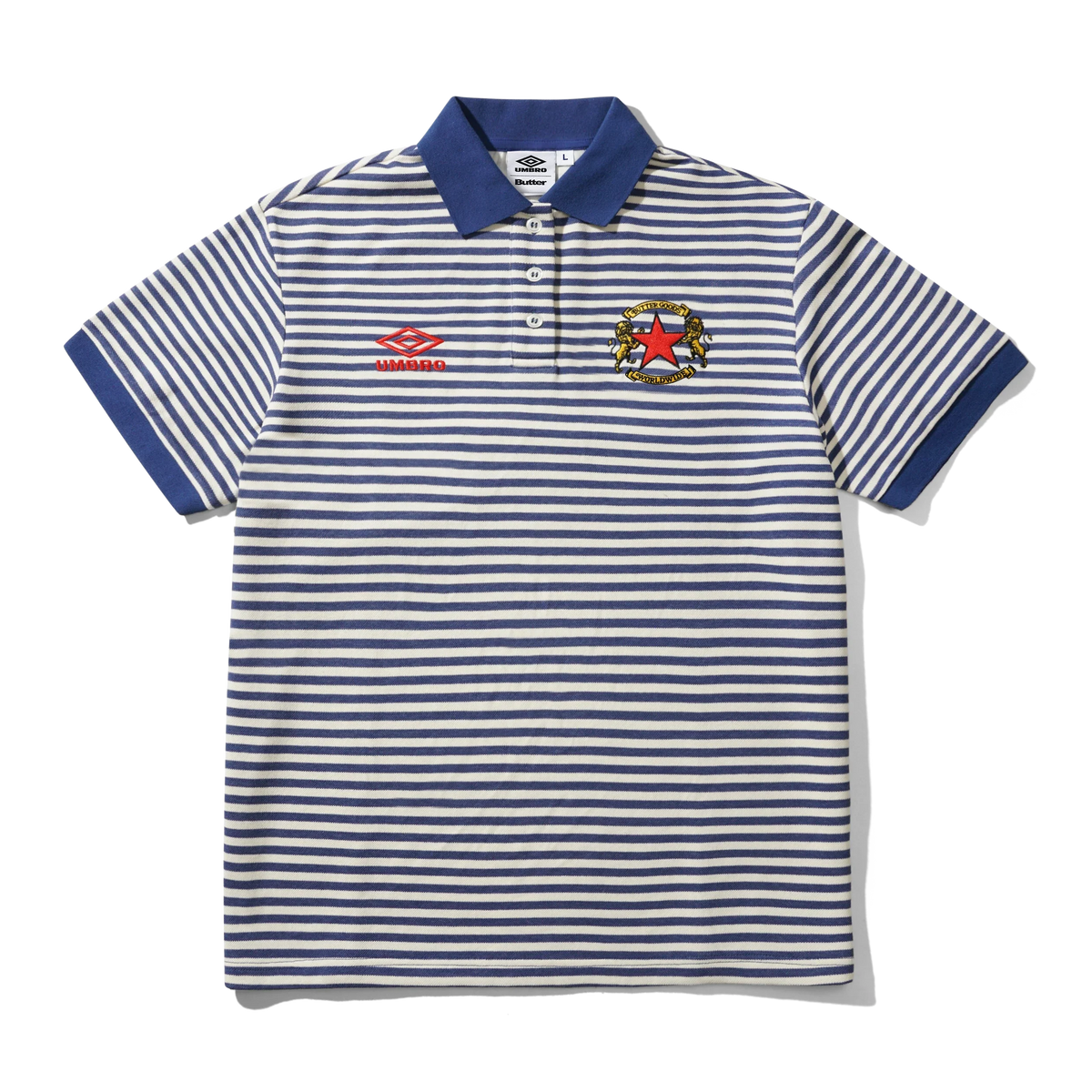 Butter Goods x Umbro Crest Polo Navy — product shot