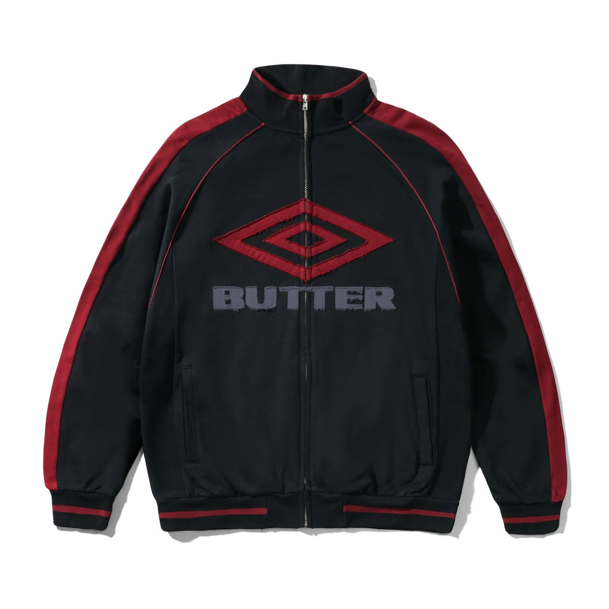 Butter Goods x Umbro Diamond Fleece Zip-Thru Jacket Black — product shot