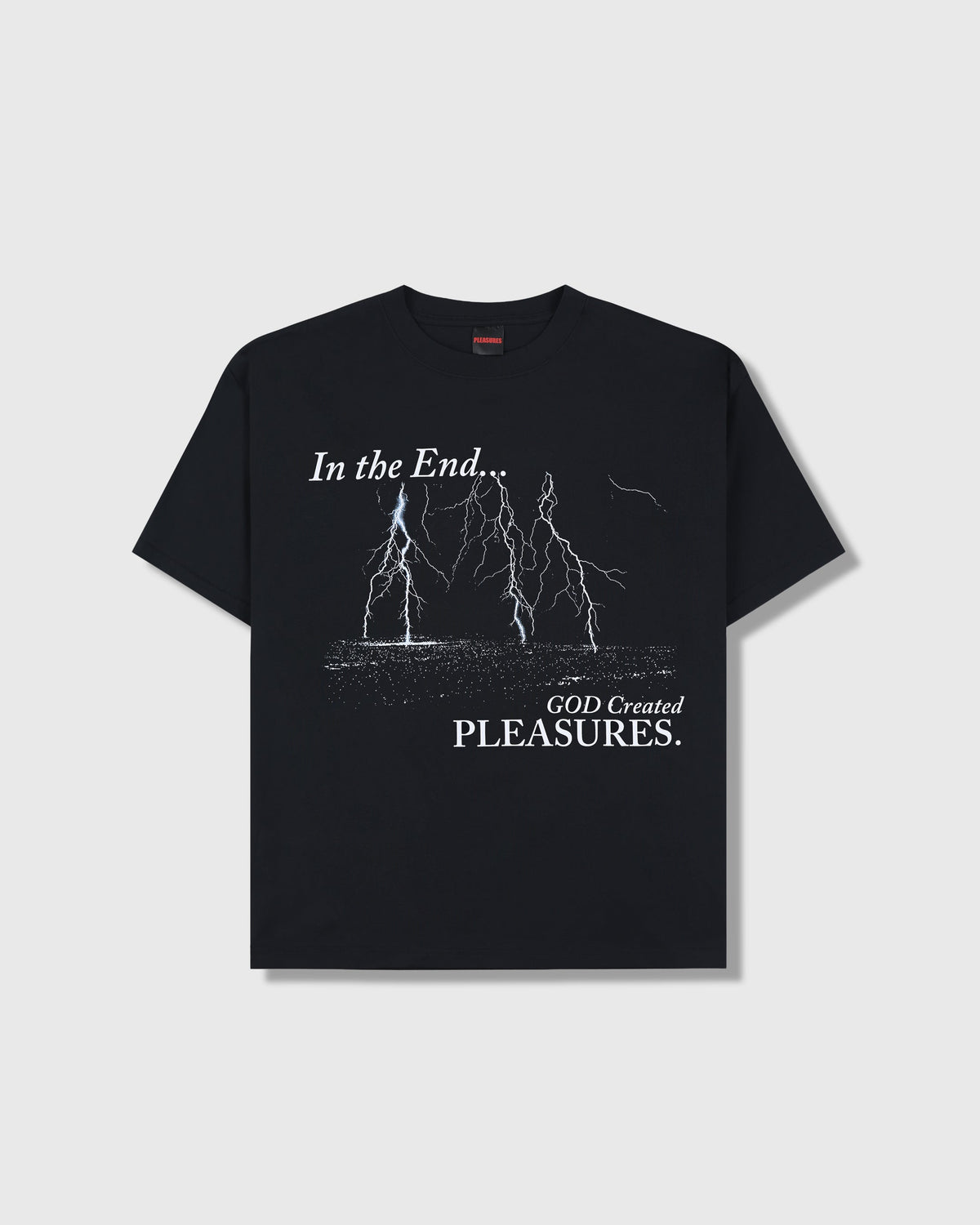 Pleasures End Times T-Shirt Black — black cotton t-shirt, Gallery Streetwear Canada