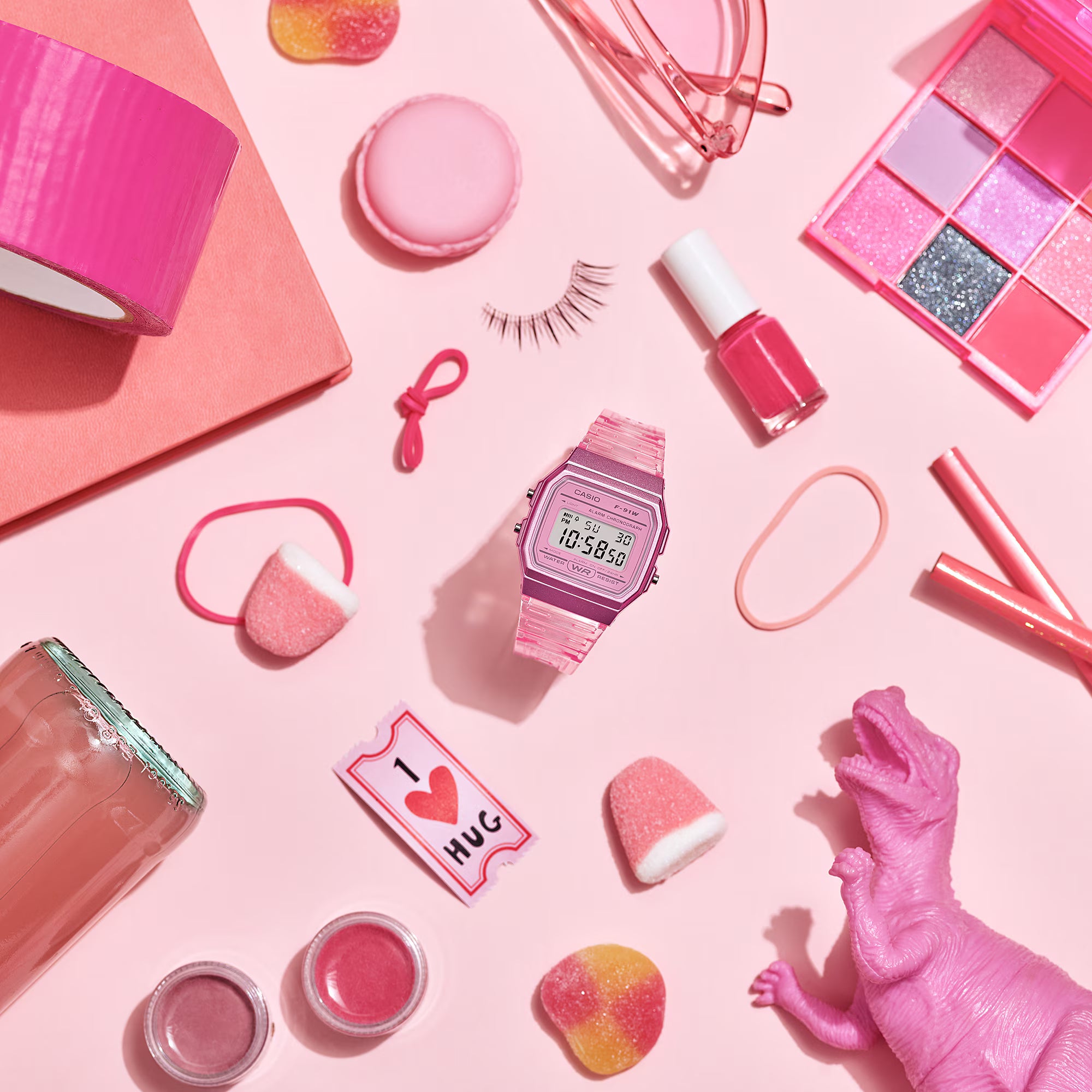 Casio Digital Watch F‑91WS‑4 — Pink Resin now at Gallery Streetwear Canada