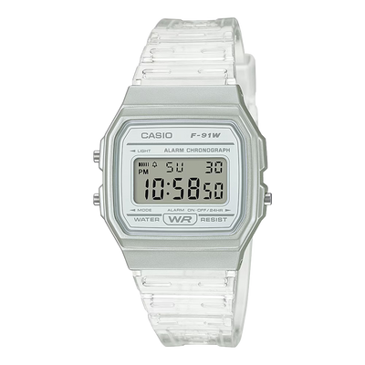Casio Digital Watch F‑91WS‑7 — Transparent Clear Resin