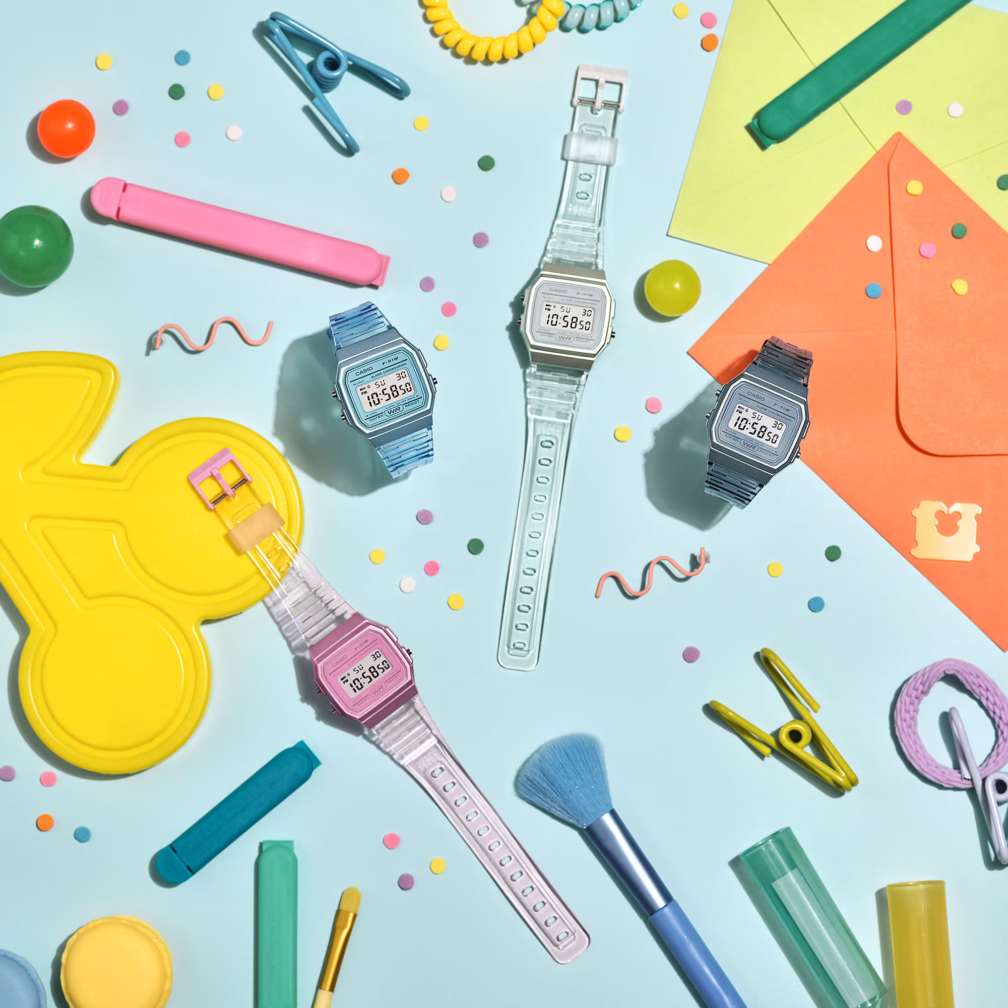 Casio Digital Watch F‑91WS‑7 — Transparent Clear Resin