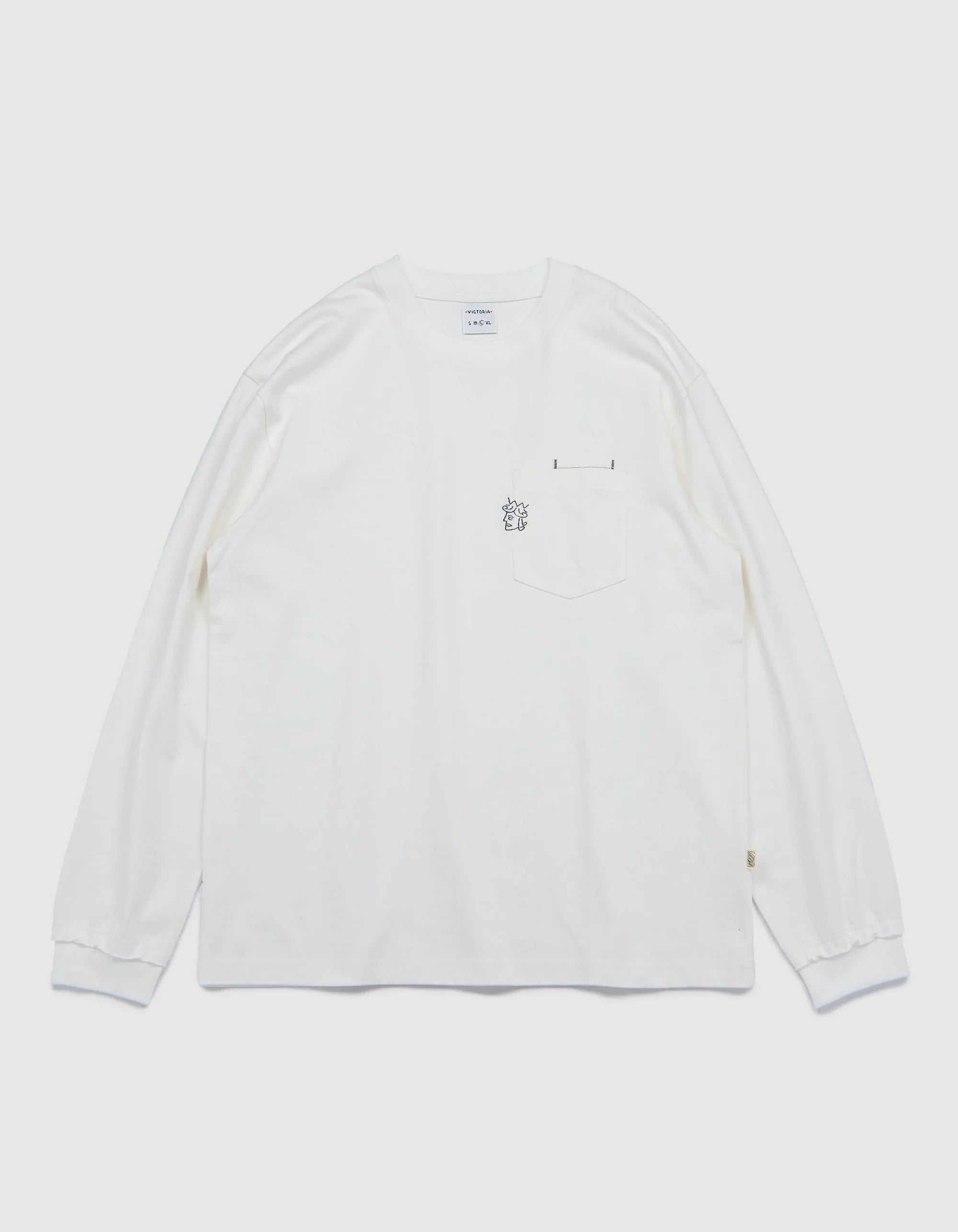 Victoria HK Double Pocket L/S Tee – White