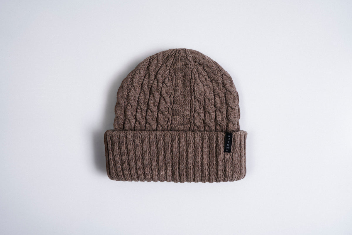 Autumn Cable Knit Beanie in Wax