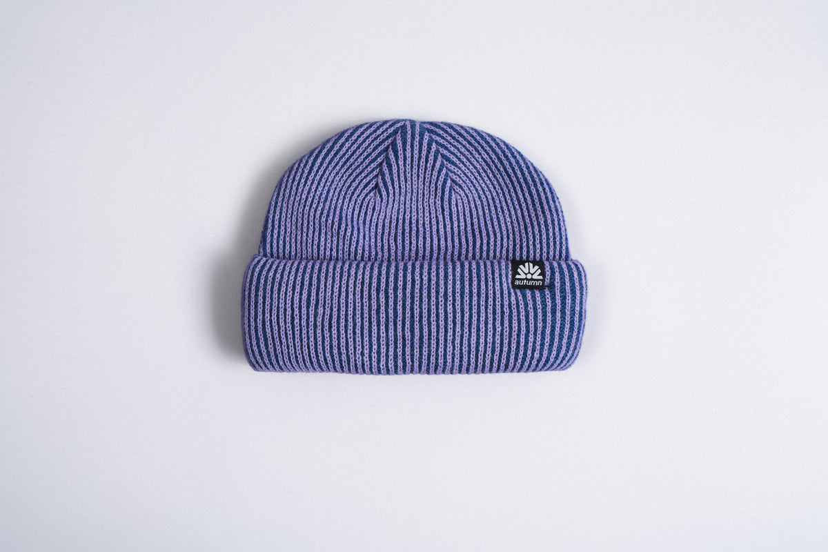 Autumn Cord Double Roll Beanie in Bluejay
