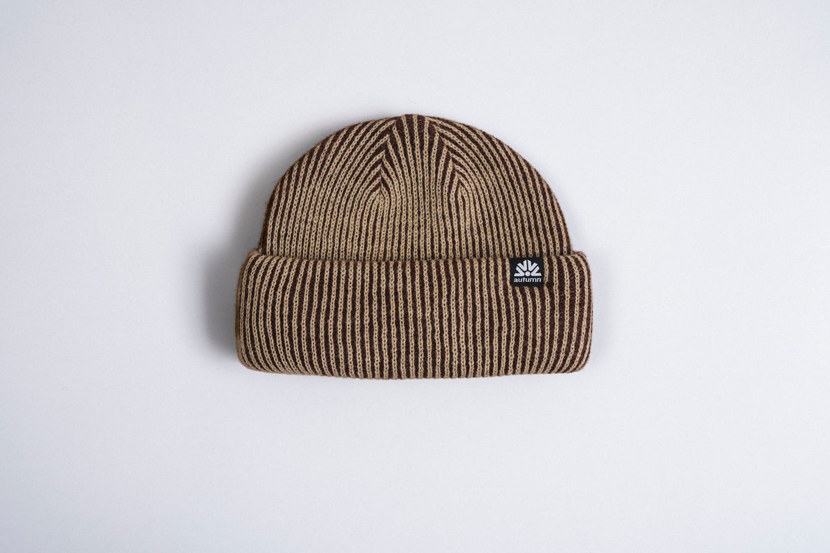 Autumn Cord Double Roll Beanie in Oxblood