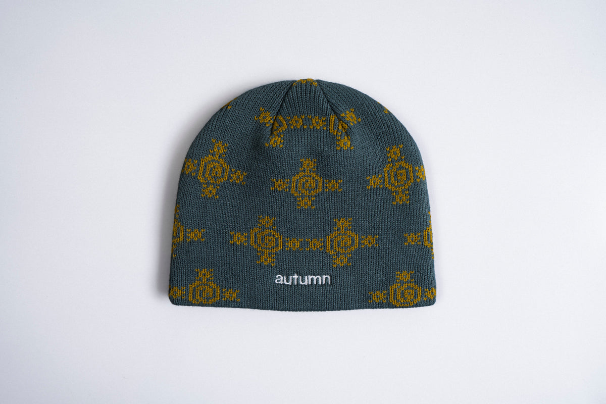 Autumn Glyphs Beanie in Slate
