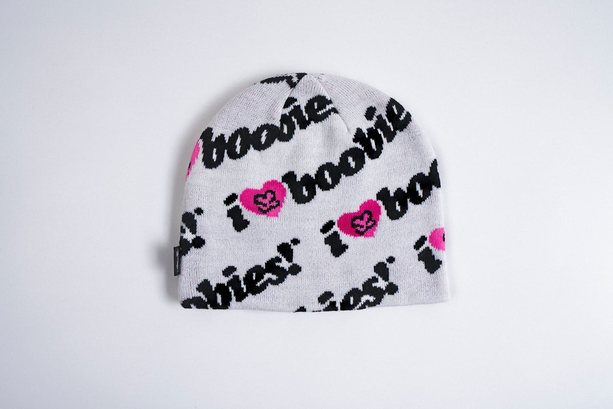 Corduroy Keep A Breast Beanie in White