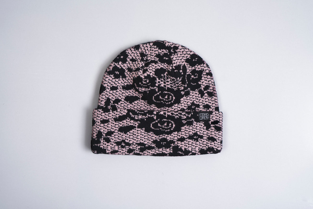 Corduroy Lace Beanie in Pink