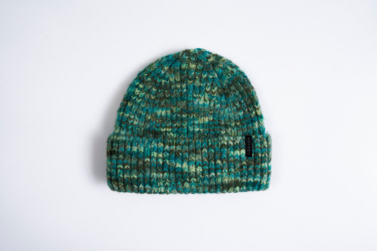 Autumn Marble Knit Beanie in Teal