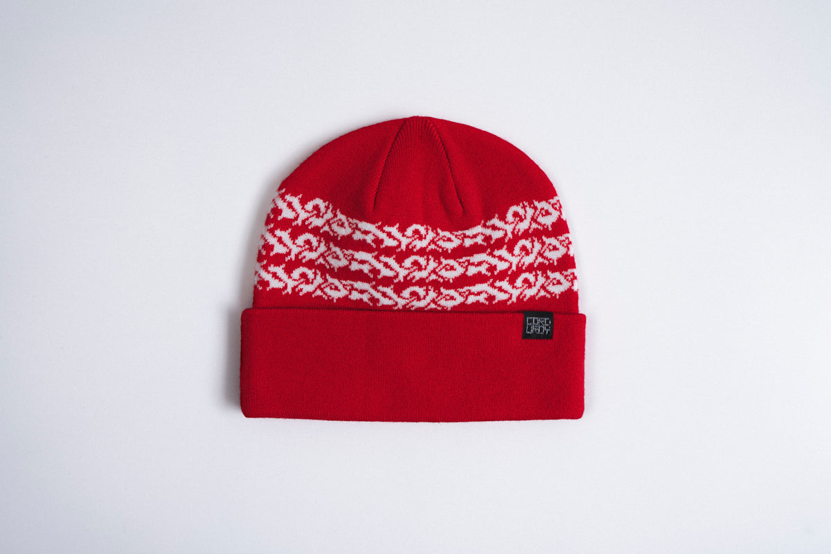 Corduroy Prickly Beanie in Red