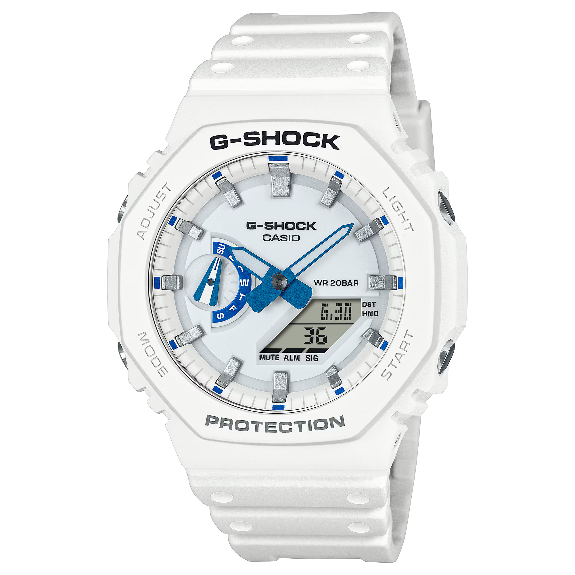 Casio G-Shock GA-2100HDS-7A – White & Blue Bio-Based Resin
