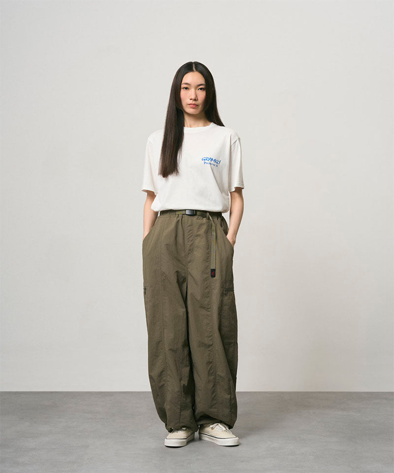 Gramicci Nylon Loose Balloon Pant in Burnt Olive, on model