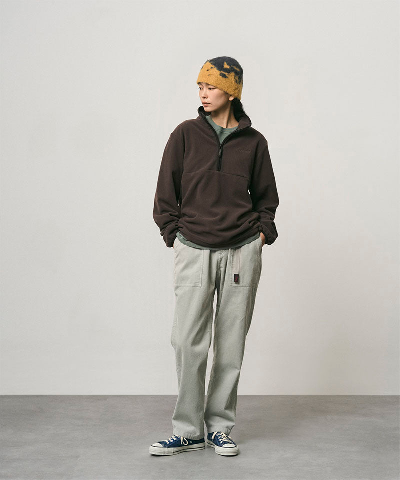 Gramicci Mohair Splatter Beanie in Saffron Splatter, on model
