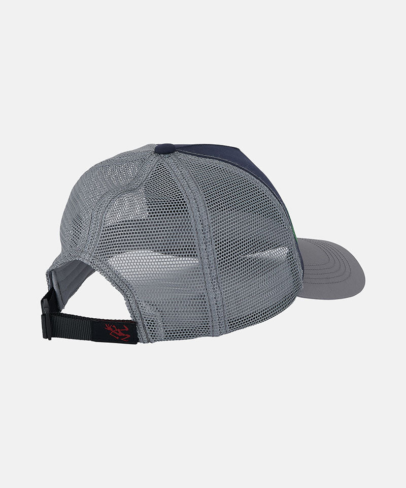 Gramicci Trucker Cap in Navy, side view with mesh back