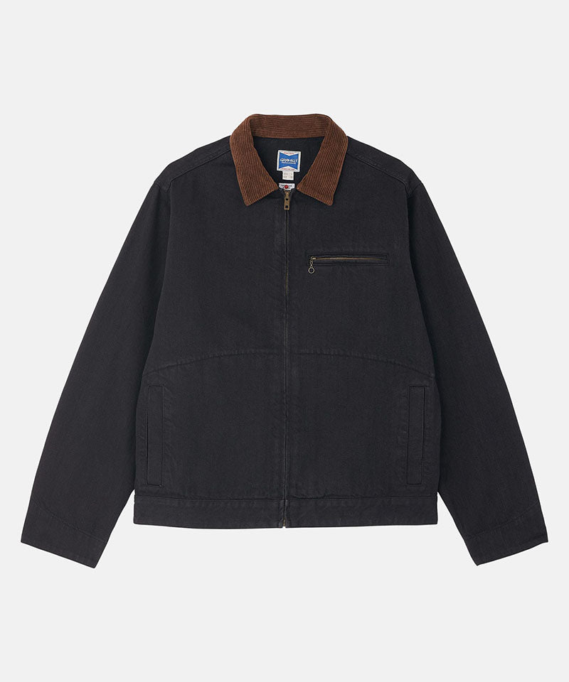 Gramicci Japanese Denim Trucker Jacket in True Black, product shot