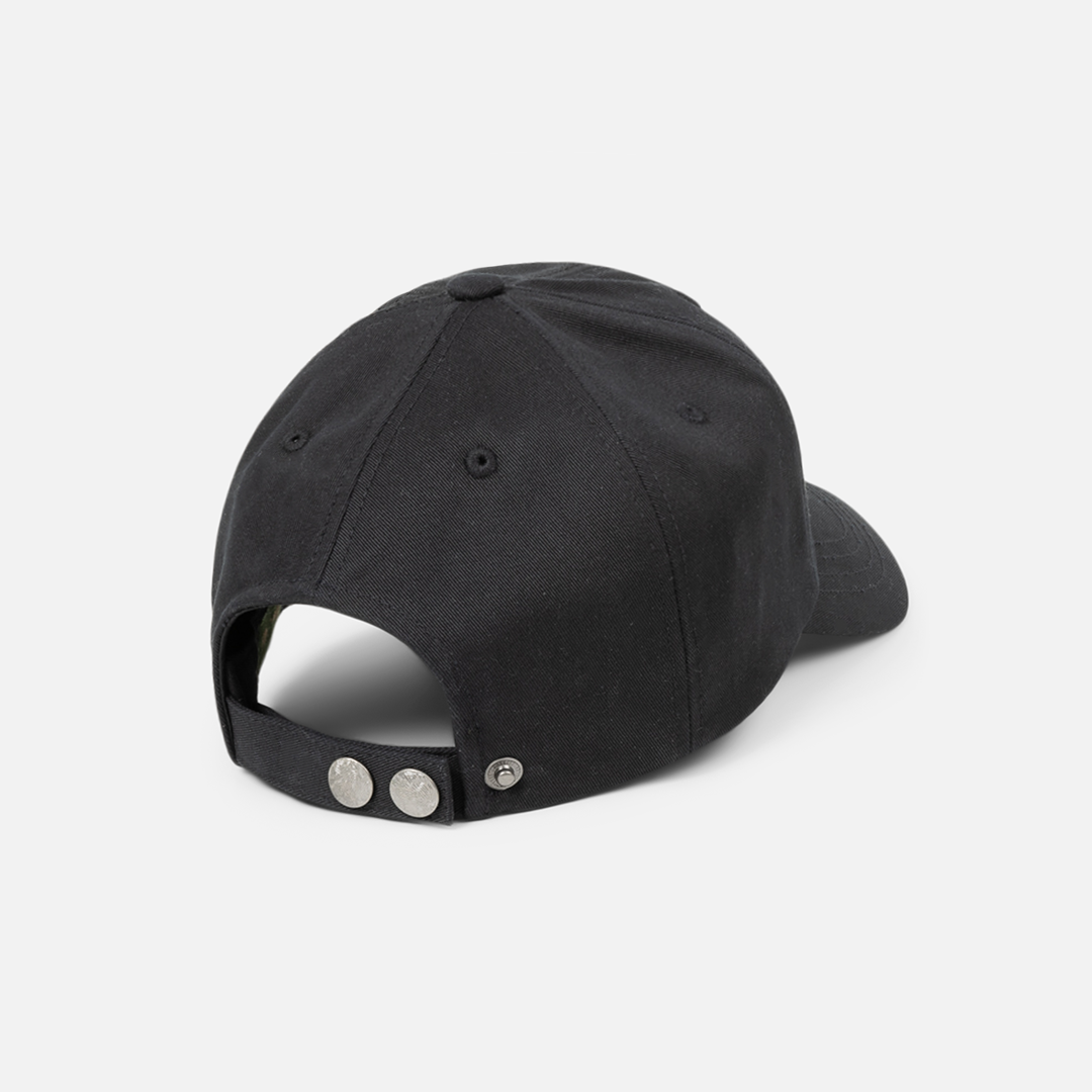 Dime MTL Classic Low Pro Cap in Black, back view with adjustable strap
