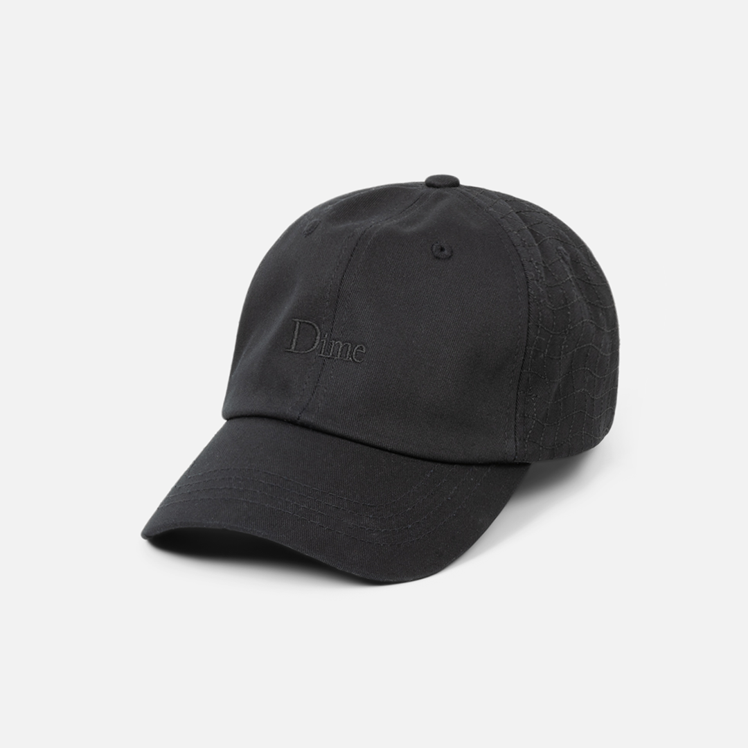 Dime MTL Classic Low Pro Cap in Black, front view with embroidered logo