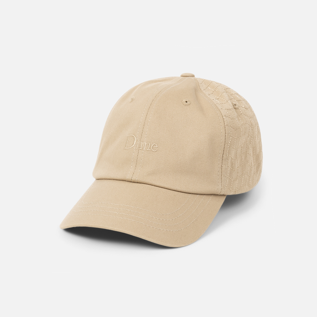 Dime MTL Classic Low Pro Cap in Tan, front view with embroidered logo