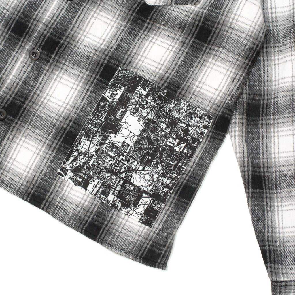 Hoddle Book Flannel grey plaid – collar detail