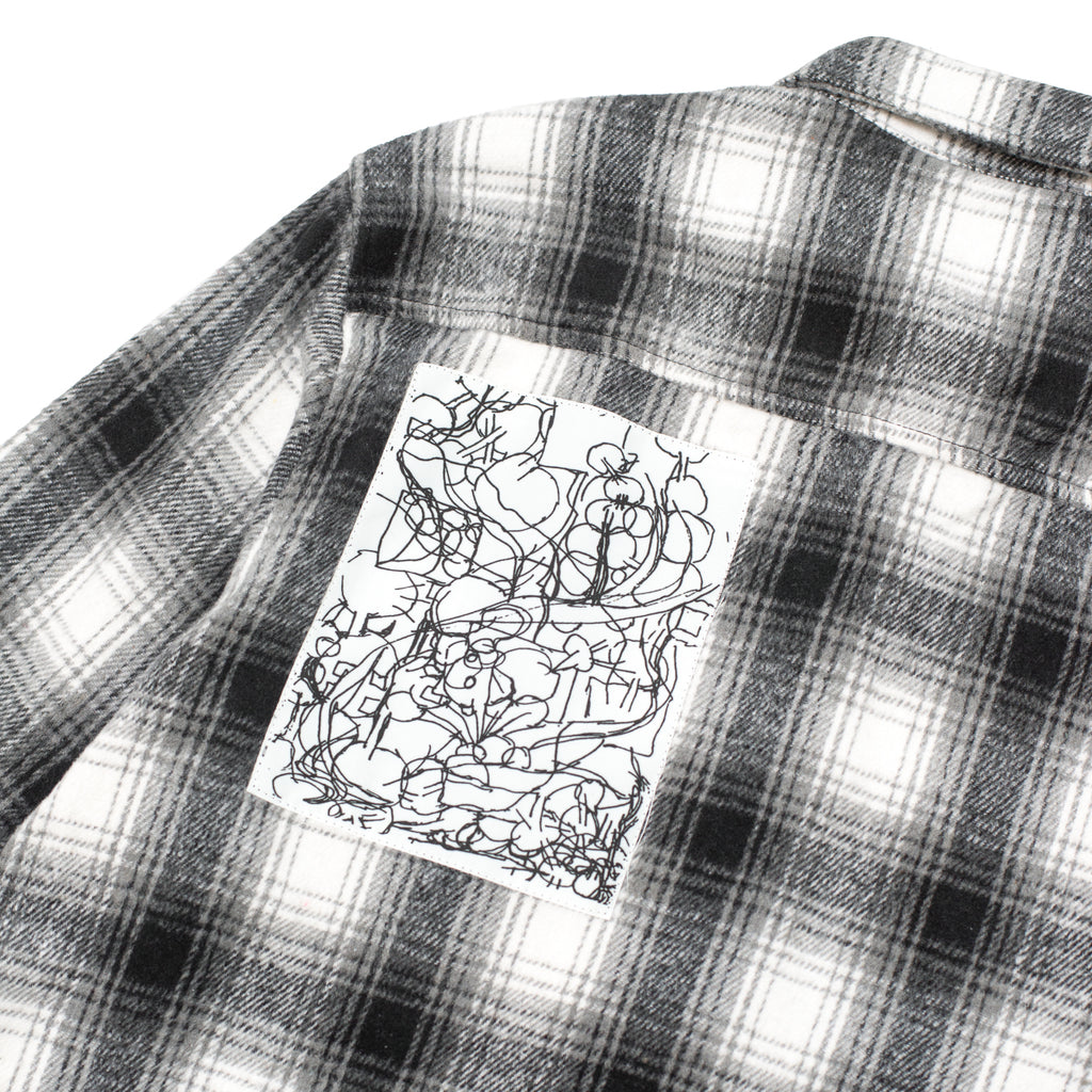 Hoddle Book Flannel grey plaid – screen-print artwork by Christopher LG Hill