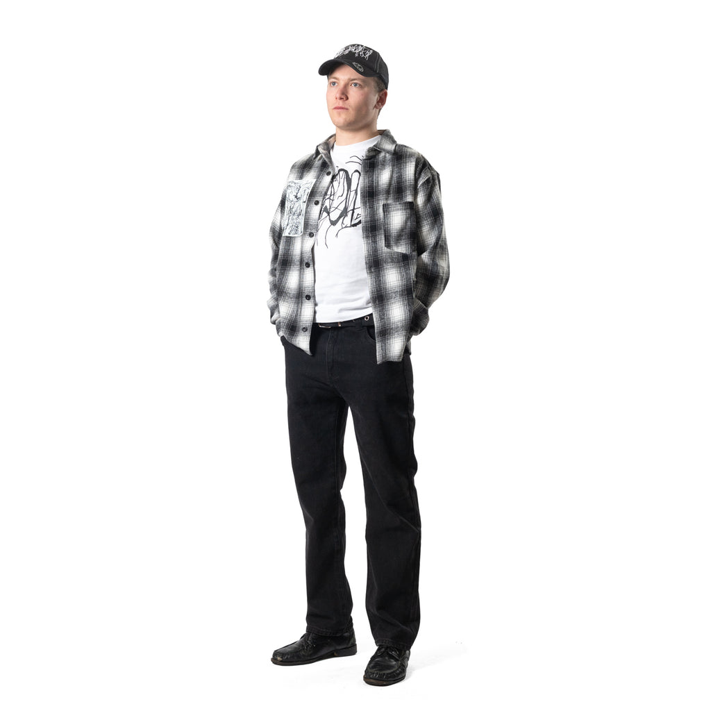 Hoddle Book Flannel grey plaid – worn