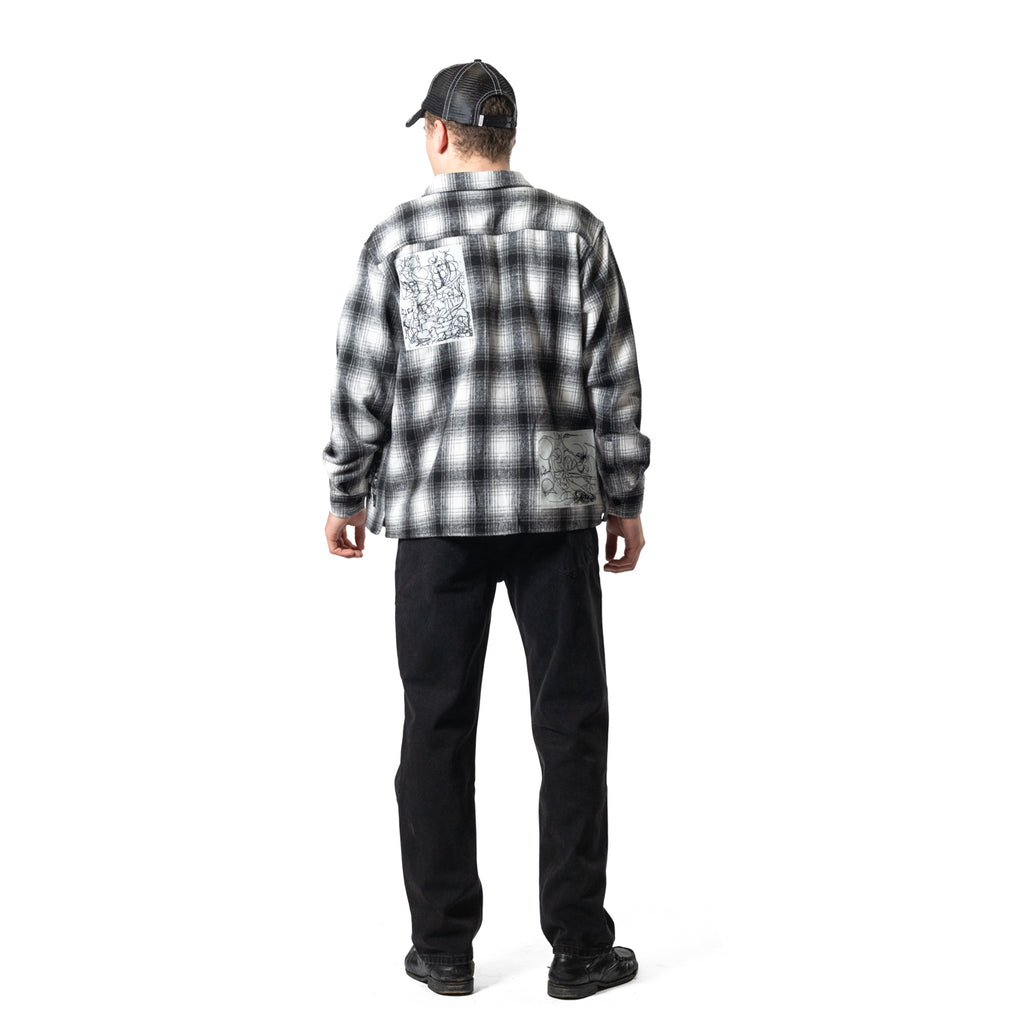 Hoddle Book Flannel grey plaid – worn side