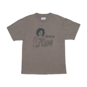 Hoddle Shock Tee in faded black – front screen print