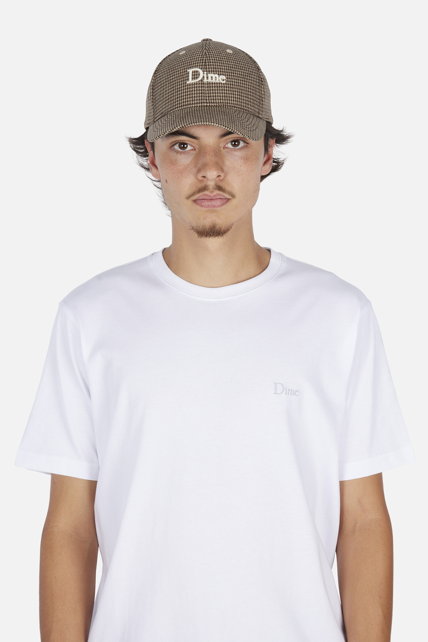 Dime MTL Classic Houndstooth Low Pro Cap Camel — worn by model