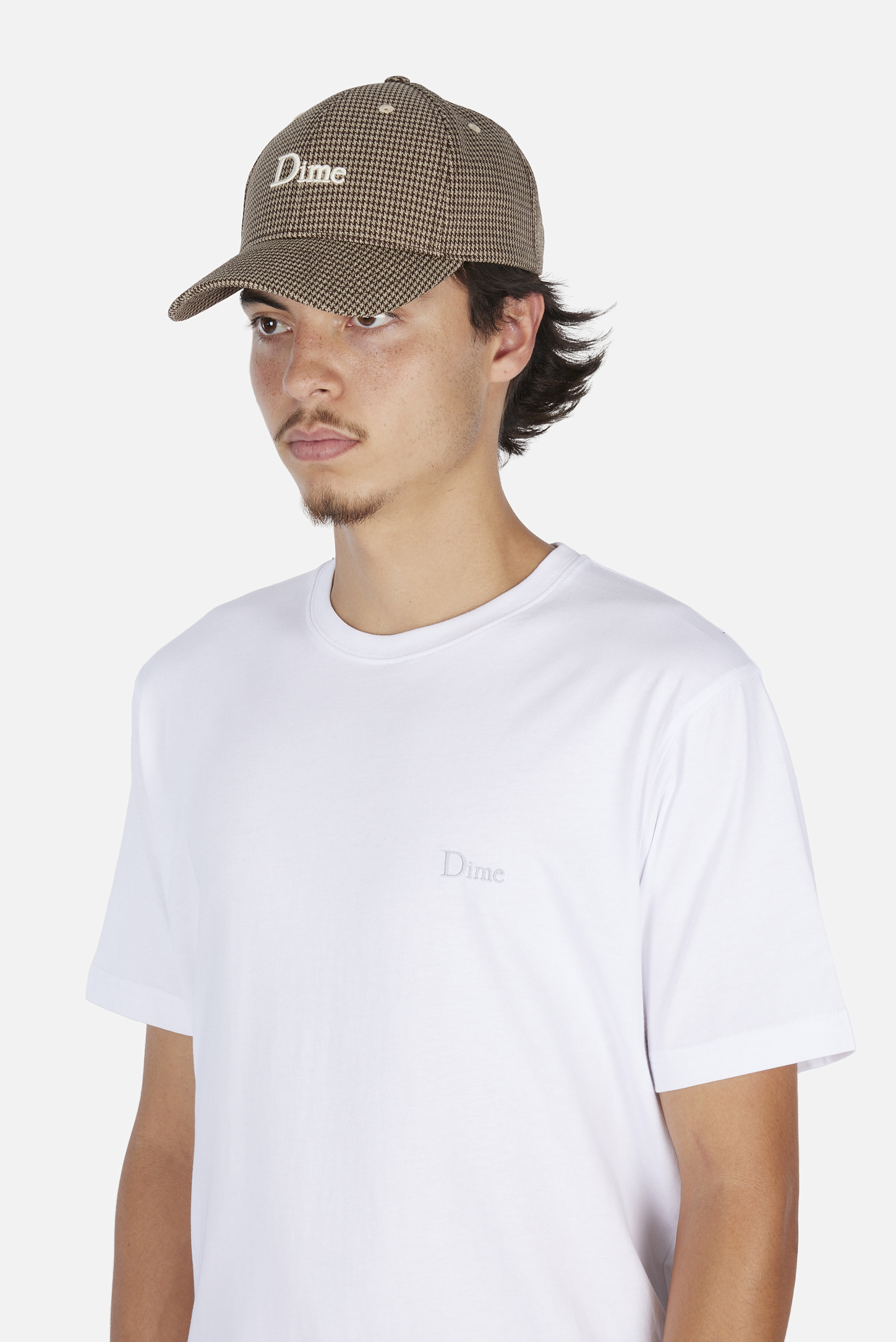 Dime MTL Classic Houndstooth Low Pro Cap Camel — worn by model