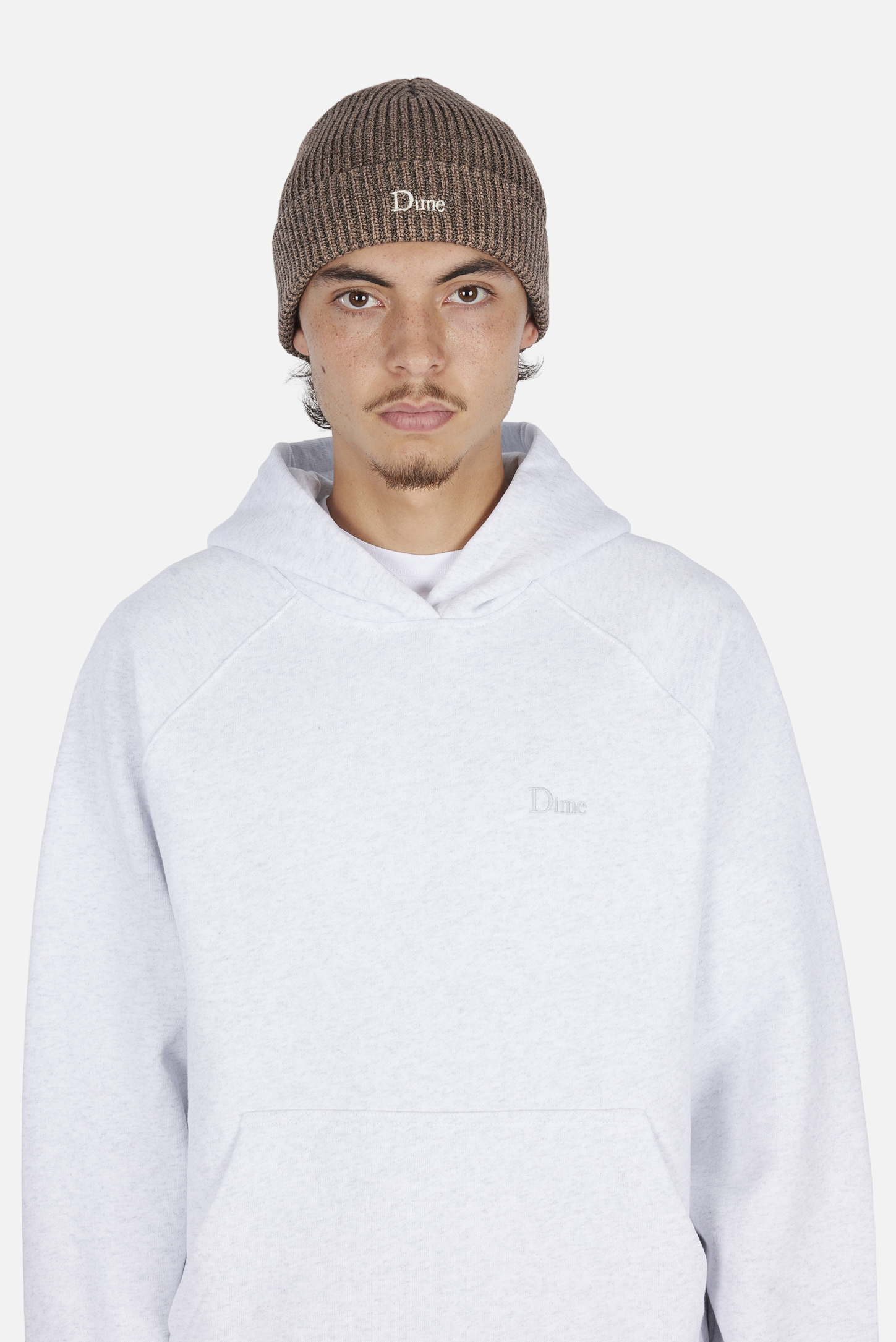 Dime MTL Rib Fold Beanie Oak — worn by model