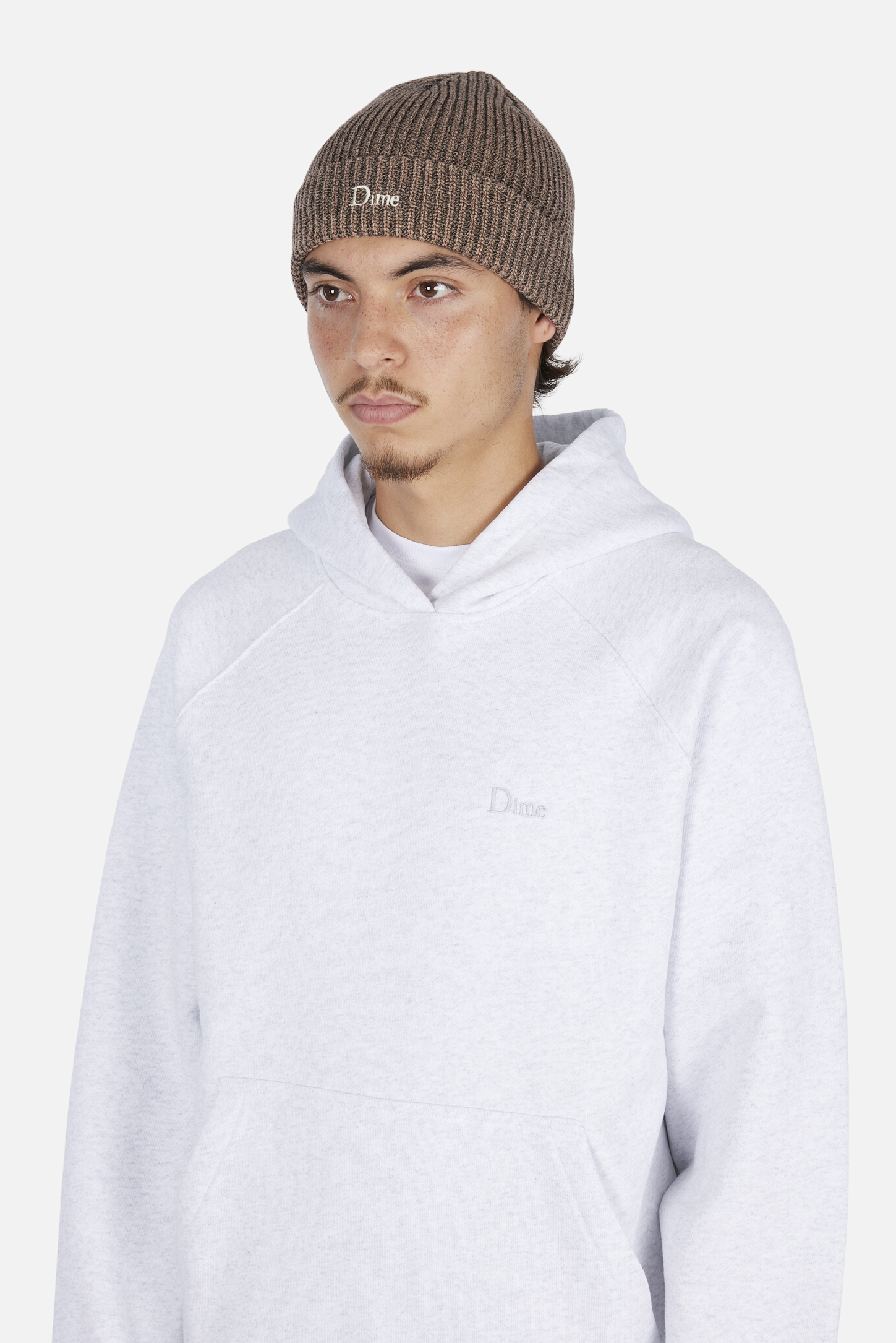 Dime MTL Rib Fold Beanie Oak — worn by model