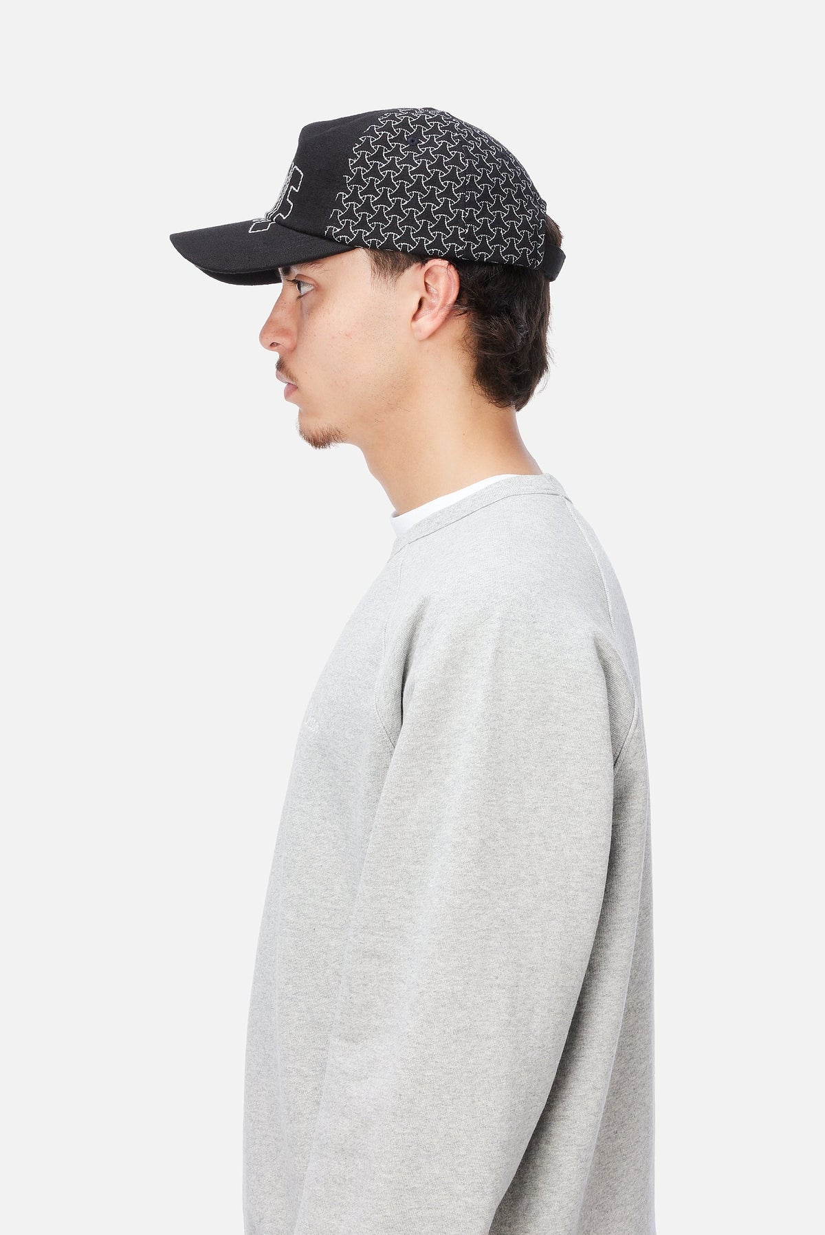 Dime MTL Allover Stitch Worker Cap Black — worn by model