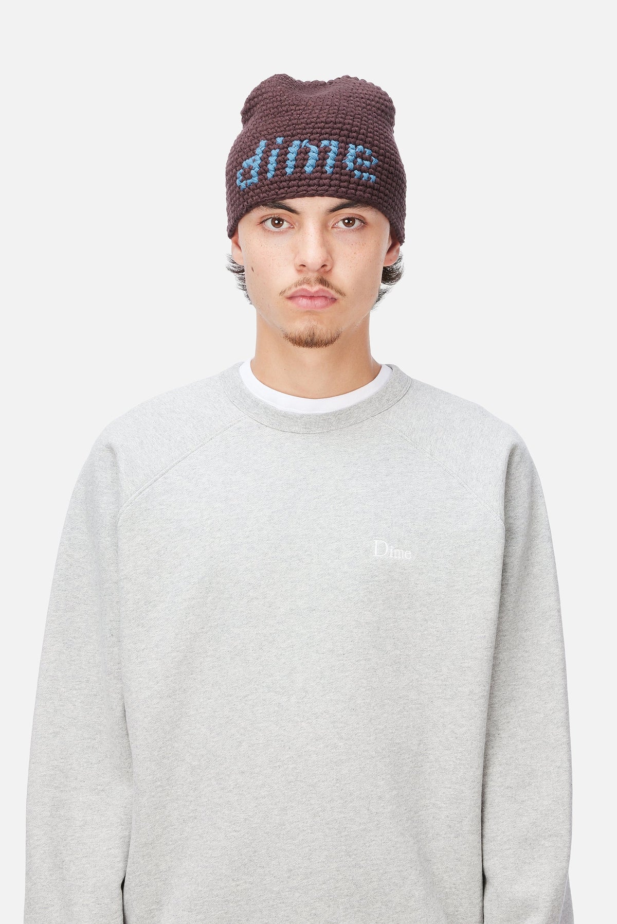 Dime MTL Crochet Skully Brown — worn by model