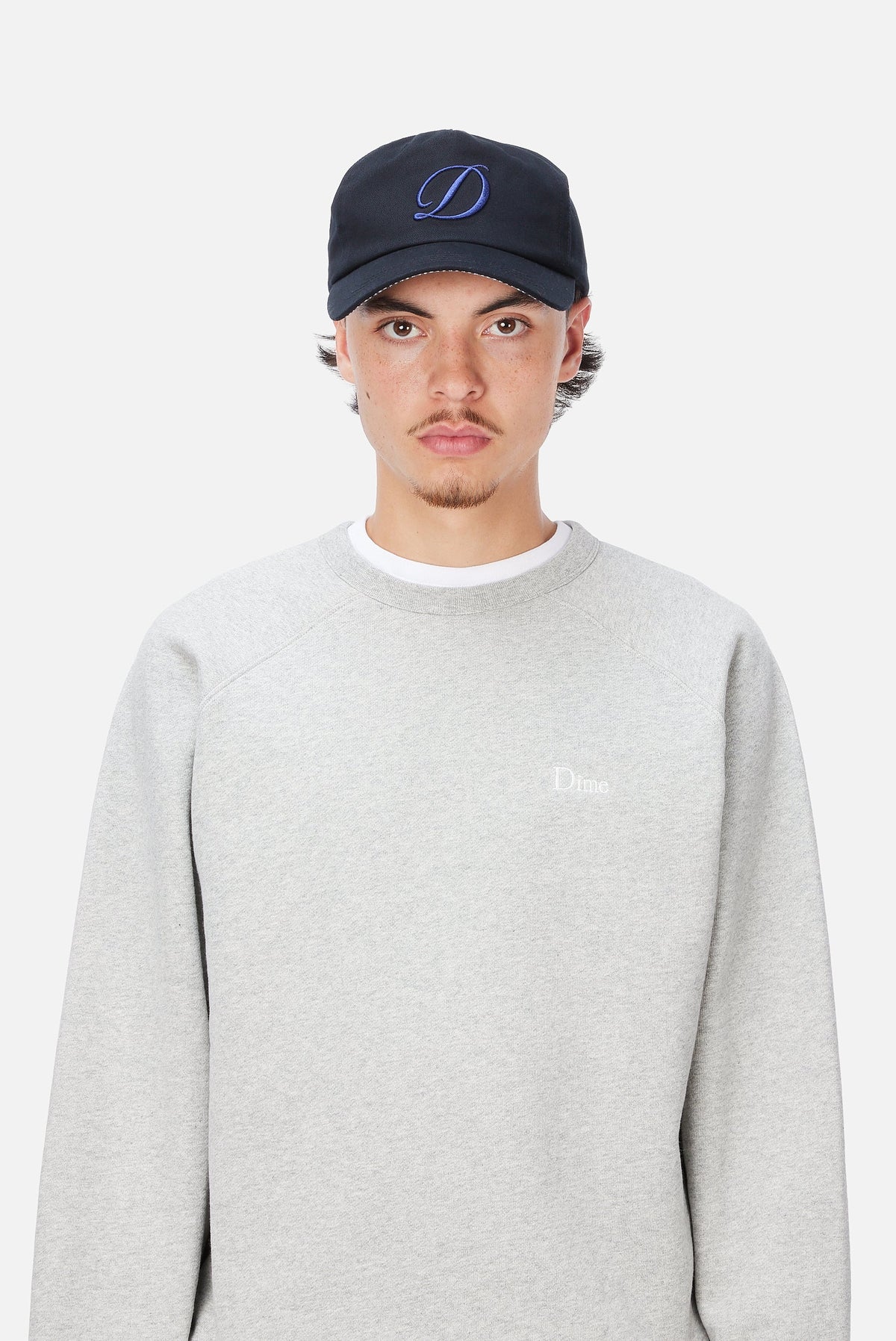 Dime MTL Cursive D Worker Cap Black — worn by model
