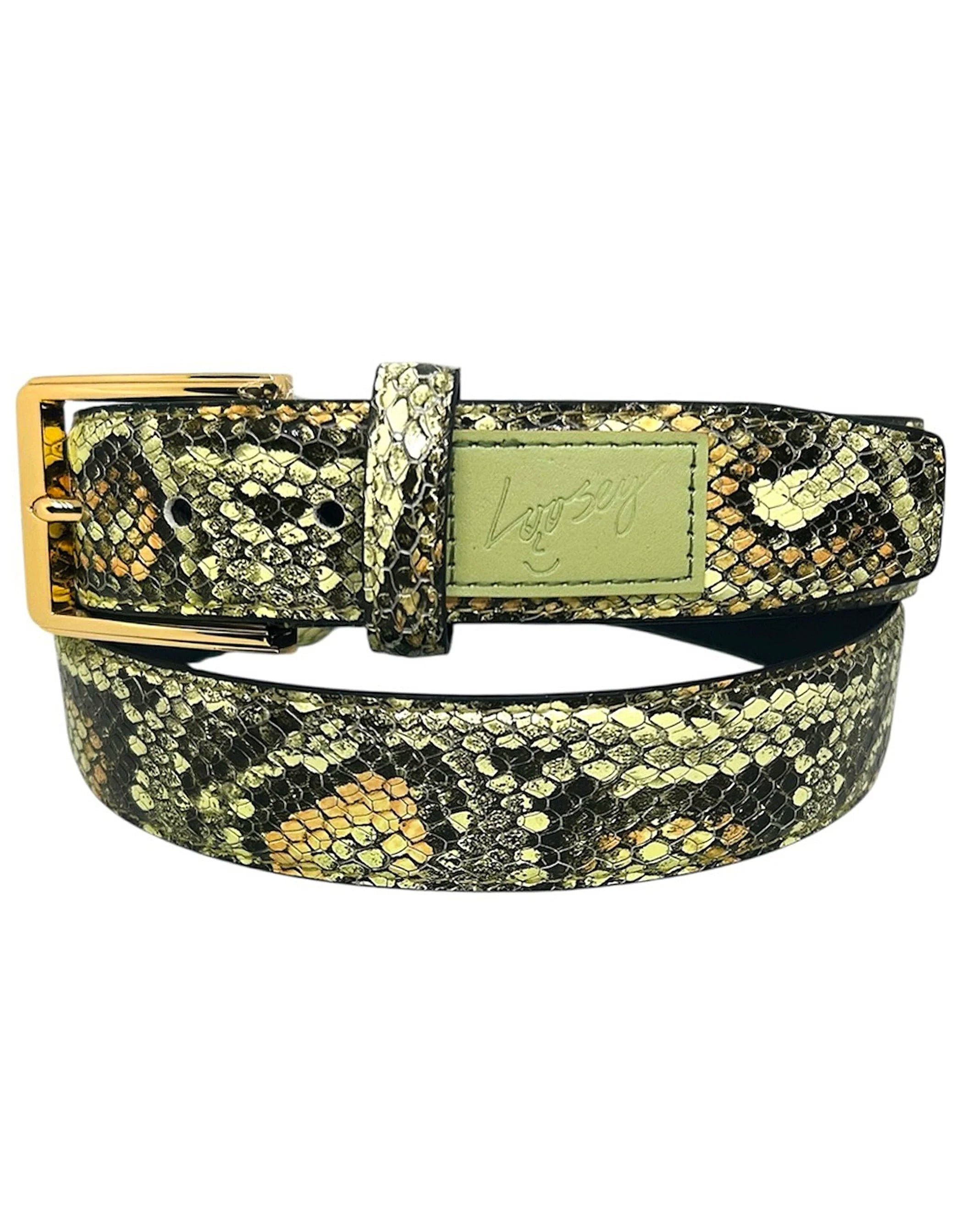 Loosey Premium Slither Belt in Desert, snakeskin-embossed leather