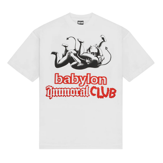 BABYLON IMMORAL CLUB TEE- WHITE - Gallery Streetwear
