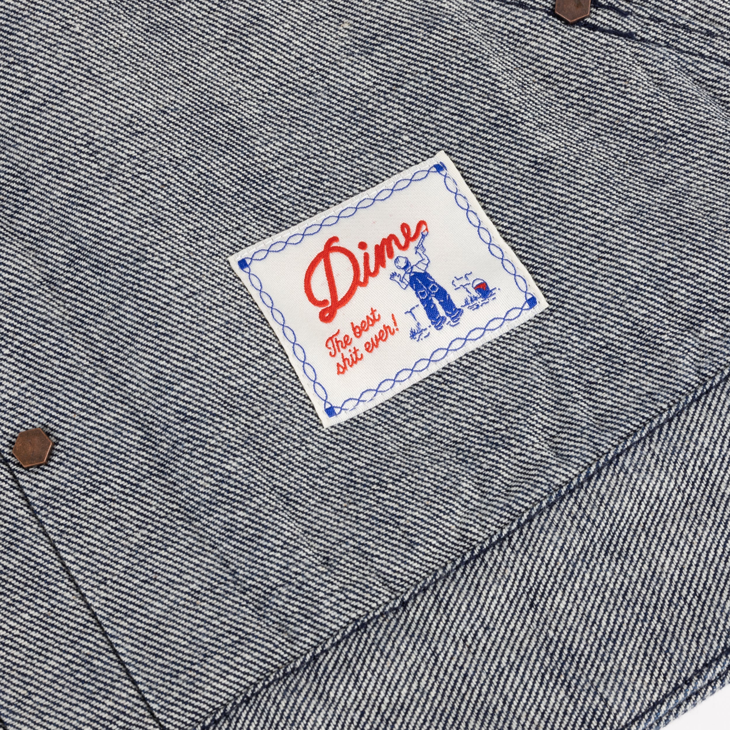 Dime MTL Pleated Denim Jacket Reversed Indigo — detail