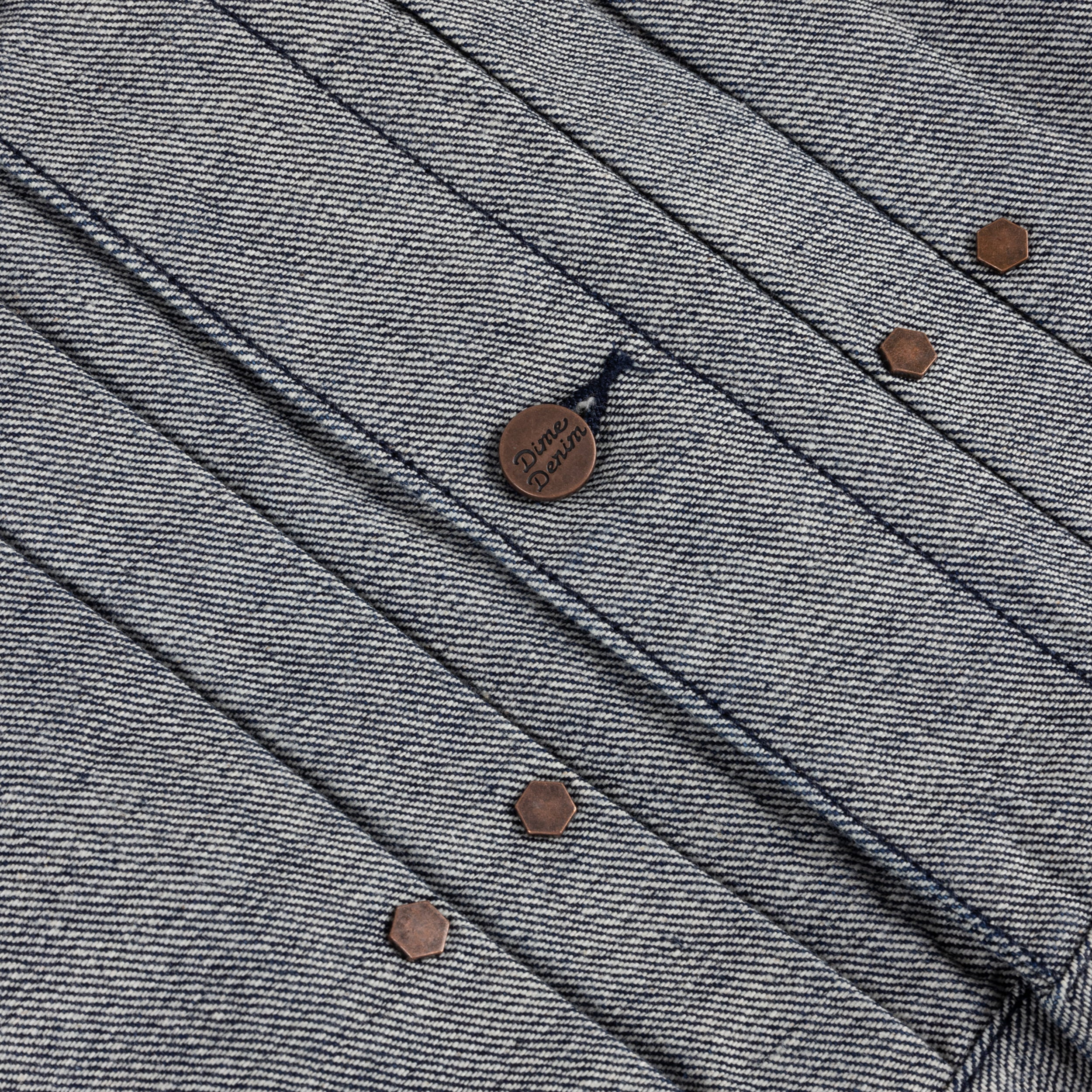 Dime MTL Pleated Denim Jacket Reversed Indigo — detail