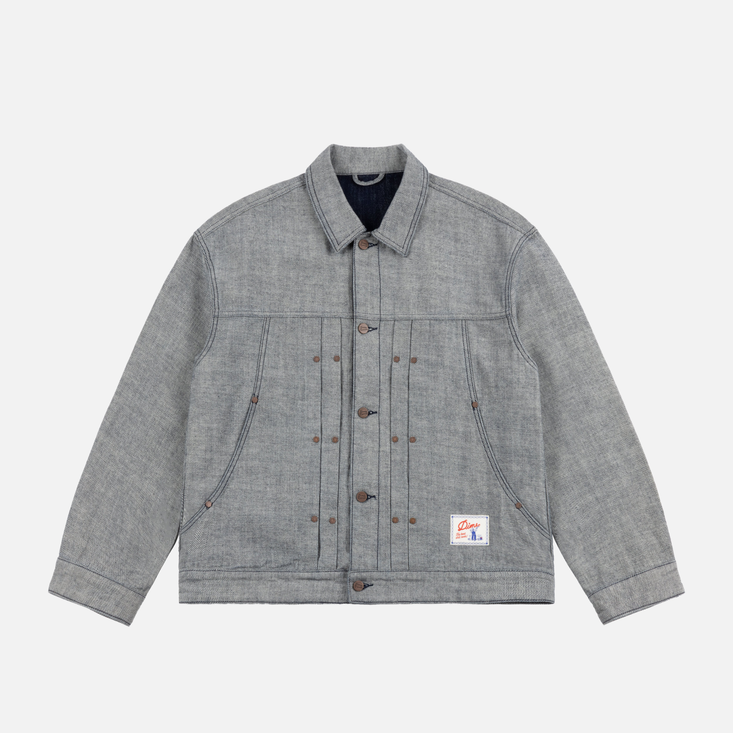 Dime MTL Pleated Denim Jacket Reversed Indigo — product shot
