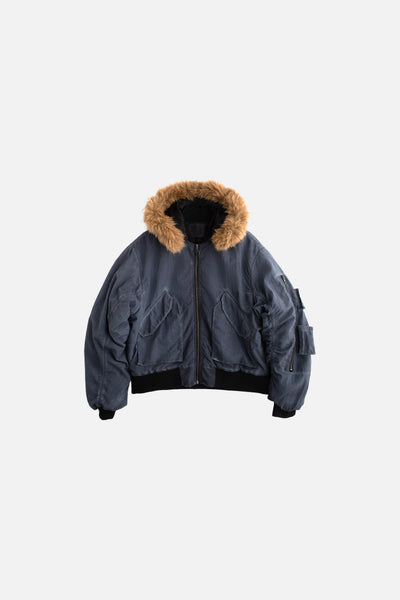 Jungles Jungles Fur Hood Bomber – Black