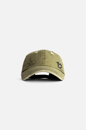 Jungles Jungles Sketches Cap in green, front view with hand-drawn artwork